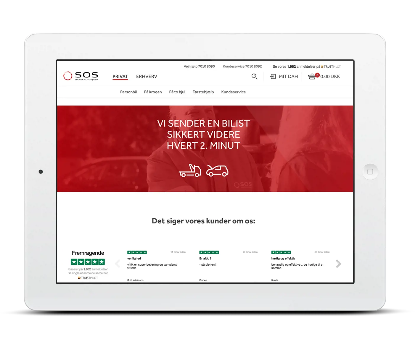 Ipad Mockup SOS Dansk Autohjælp Novicell