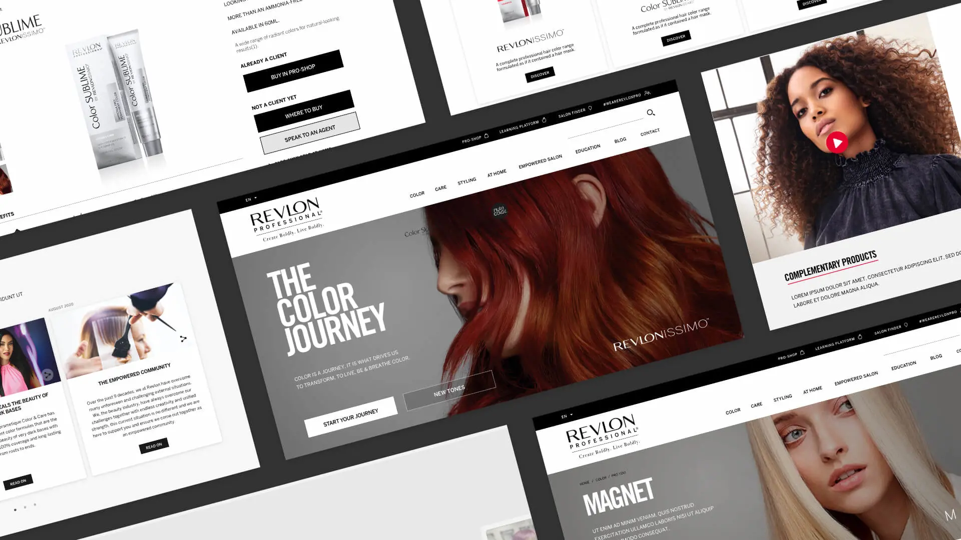 Revlon Mockups collage of webpage of revlon website