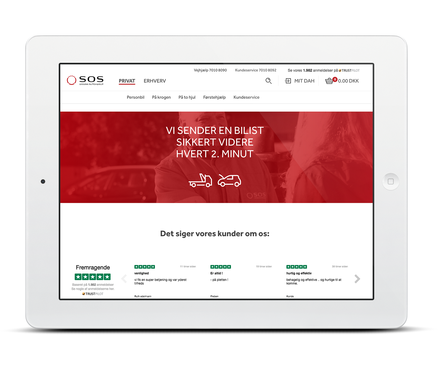 Ipad Mockup SOS Dansk Autohjælp Novicell