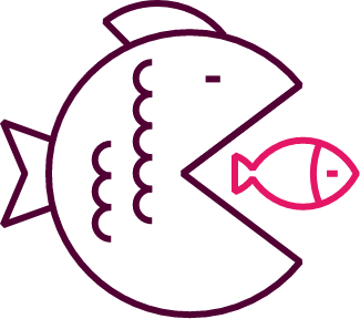 big fish eating a small fish icon