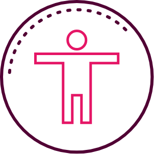 a human in a circle icon 