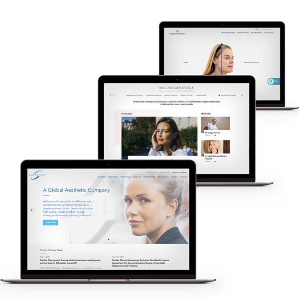 3 Sites Sinclair Pharma Square 2X (2) three laptop with open pages for Sinclair website