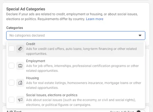 Special Ads Categories Novicell