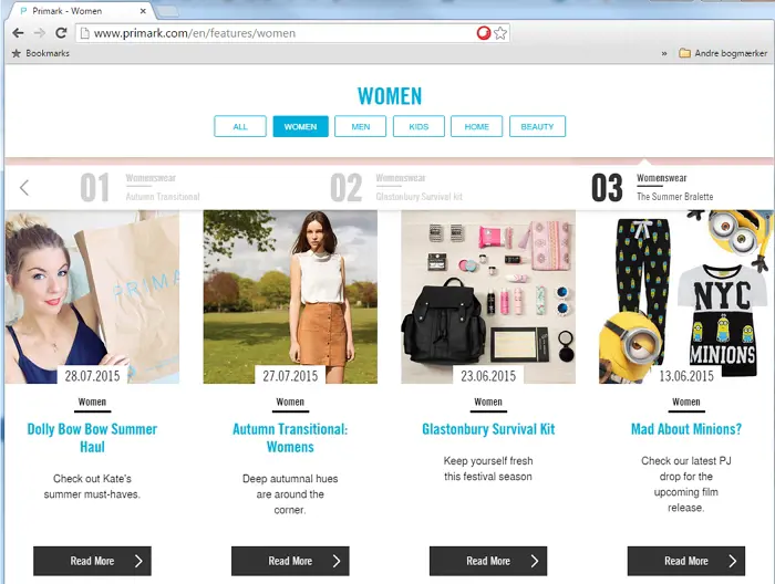 Brugertest Primark Menu