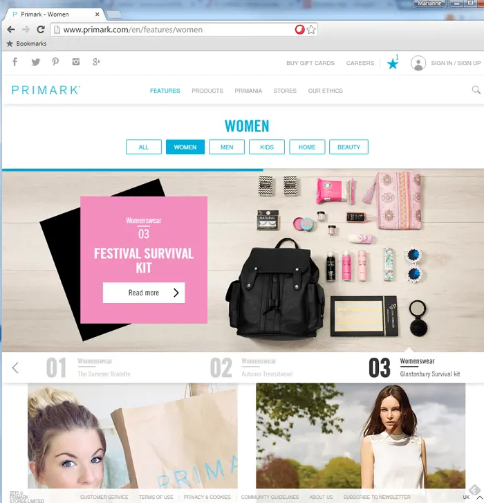 Topmenu I Primark