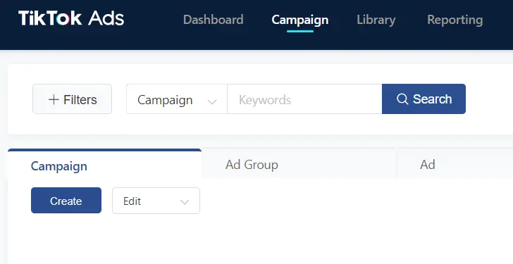 Tiktok Campaign screenshot of the TikTok advertisement page