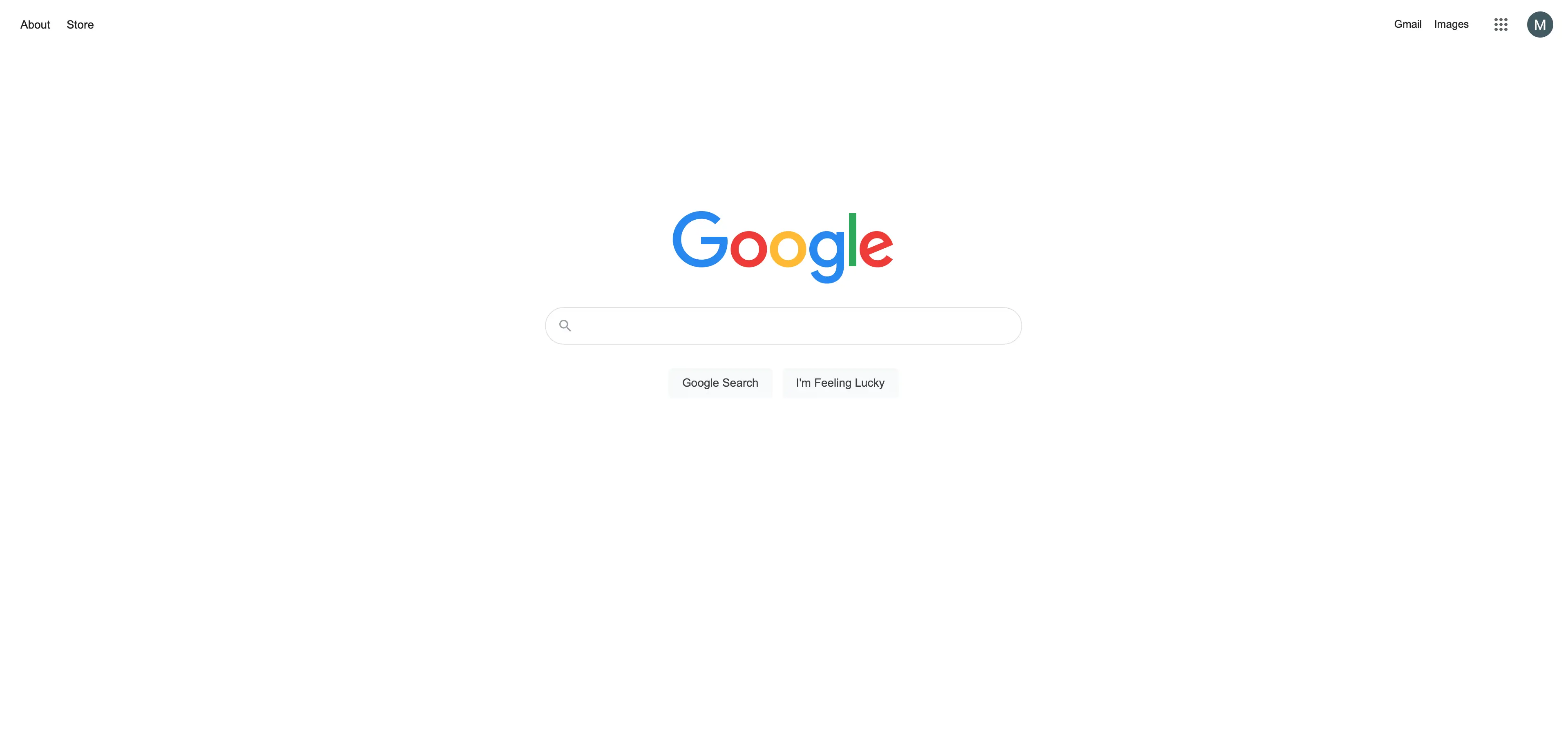 screenshot of the google search page