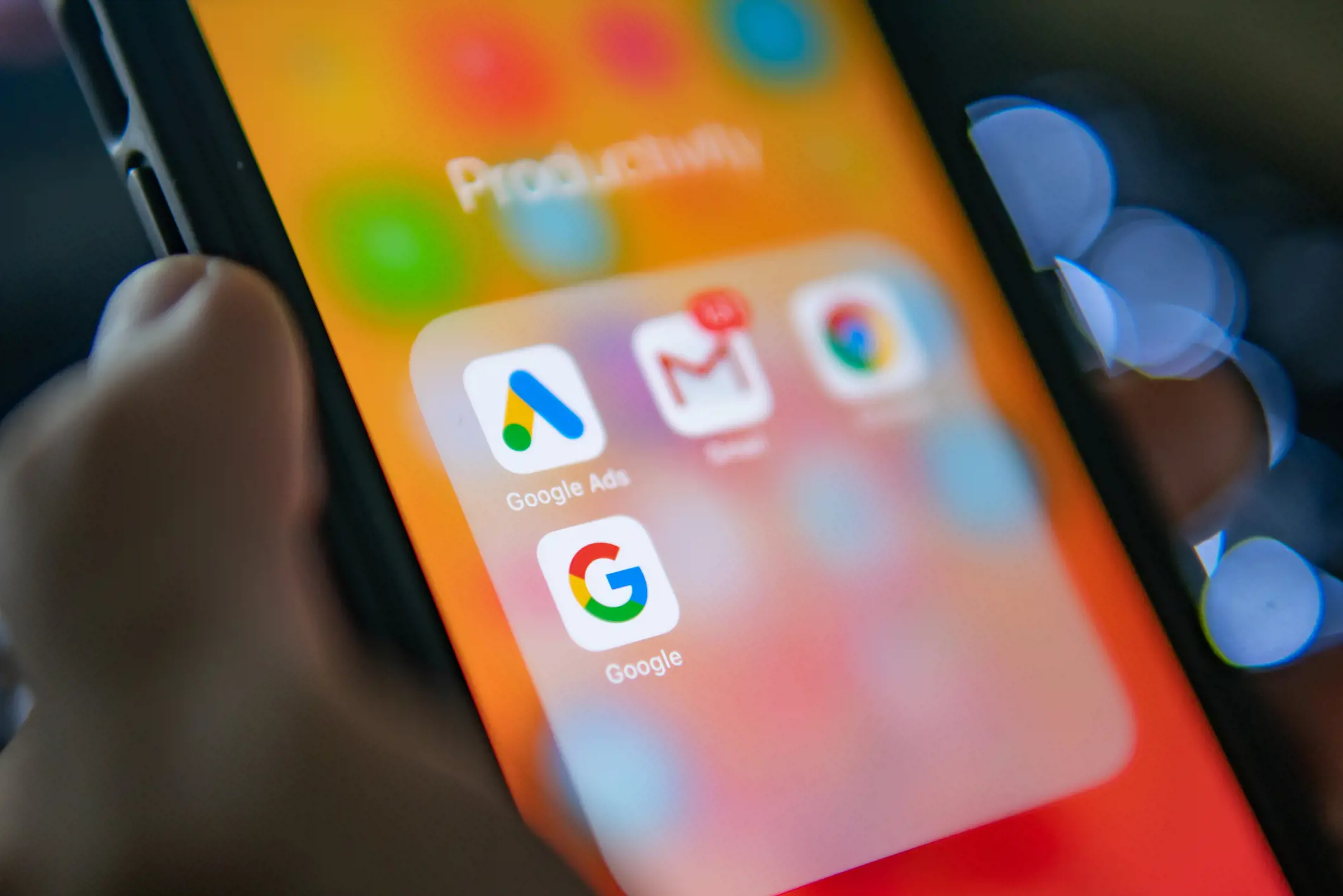 phone showcasing the google apps icon 